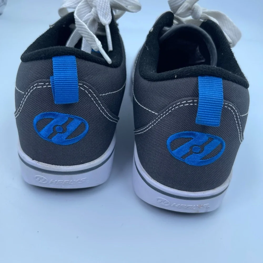 Heelys Pro 20 Skate Shoes Youth Size 6 Gray Blue Canvas Low Top Roller Sneakers